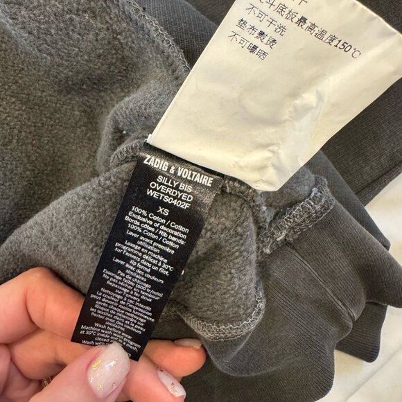 Zadig & Voltaire Sweatshirt Dress XS Black Gray Silly Bis Snake Whimsigoth Goth - Picture 6 of 14